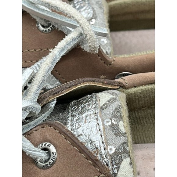 SPERRY TOP-SIDER Women Shoes 7M Leather  Tan, Silver, Sequins Cheetah Print - Picture 3 of 10